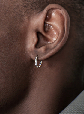 GRGR S925 Glossy Earrings纯银简约耳圈男女光面素耳环嘻哈潮