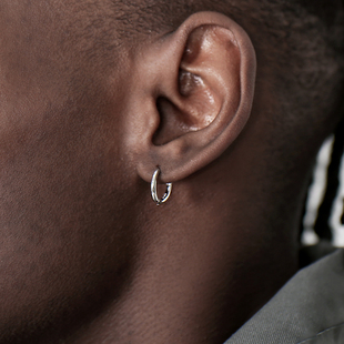 Earrings纯银简约耳圈男女光面素耳环嘻哈潮 Glossy GRGR S925