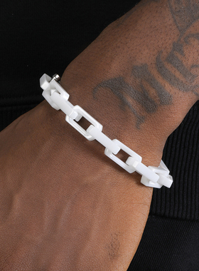 GRGR 方形黑白陶瓷手链男女嘻哈欧美流行情侣款 ceramic bracelet