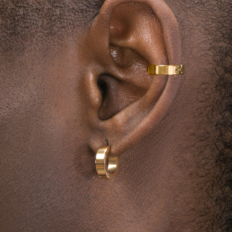 GRGR镀18K金色耳夹无耳洞