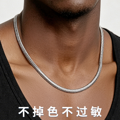 GRGR4mm钛钢扁蛇骨链不掉色