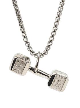 Dumbbell necklace 潮嘻哈健身运动钛钢哑铃吊坠项链男hiphop欧美