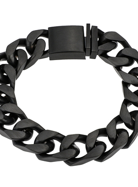 Dark black cuban bracelet 立体切割古巴手链男嘻哈黑色经典潮流