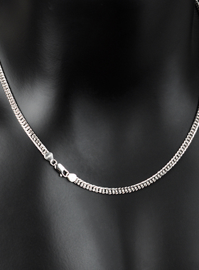 S925 silver cuban chain 纯银镀白金古巴项链男女高品质锁骨链潮