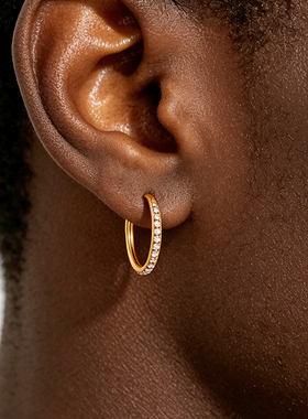 GRGR 18K金色大耳圈女嘻哈百搭光面小号素耳环男Glossy Earrings