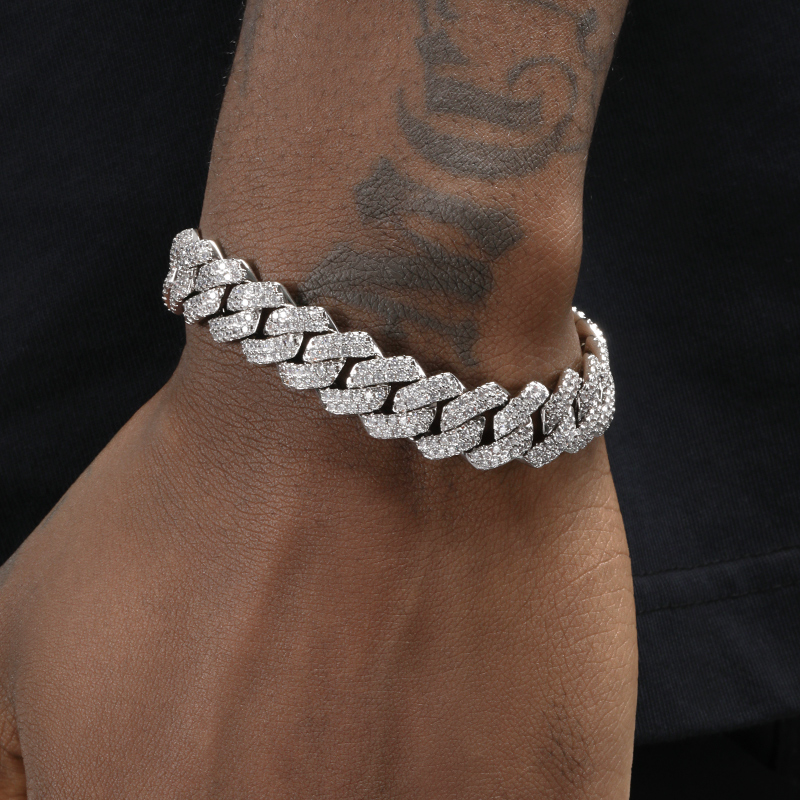 GRGR粗大菱形满钻古巴链手链嘻哈