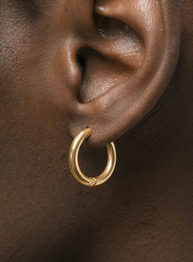 GRGR Glossy Earrings 18K金色大耳圈男嘻哈百搭光面大号素耳环女