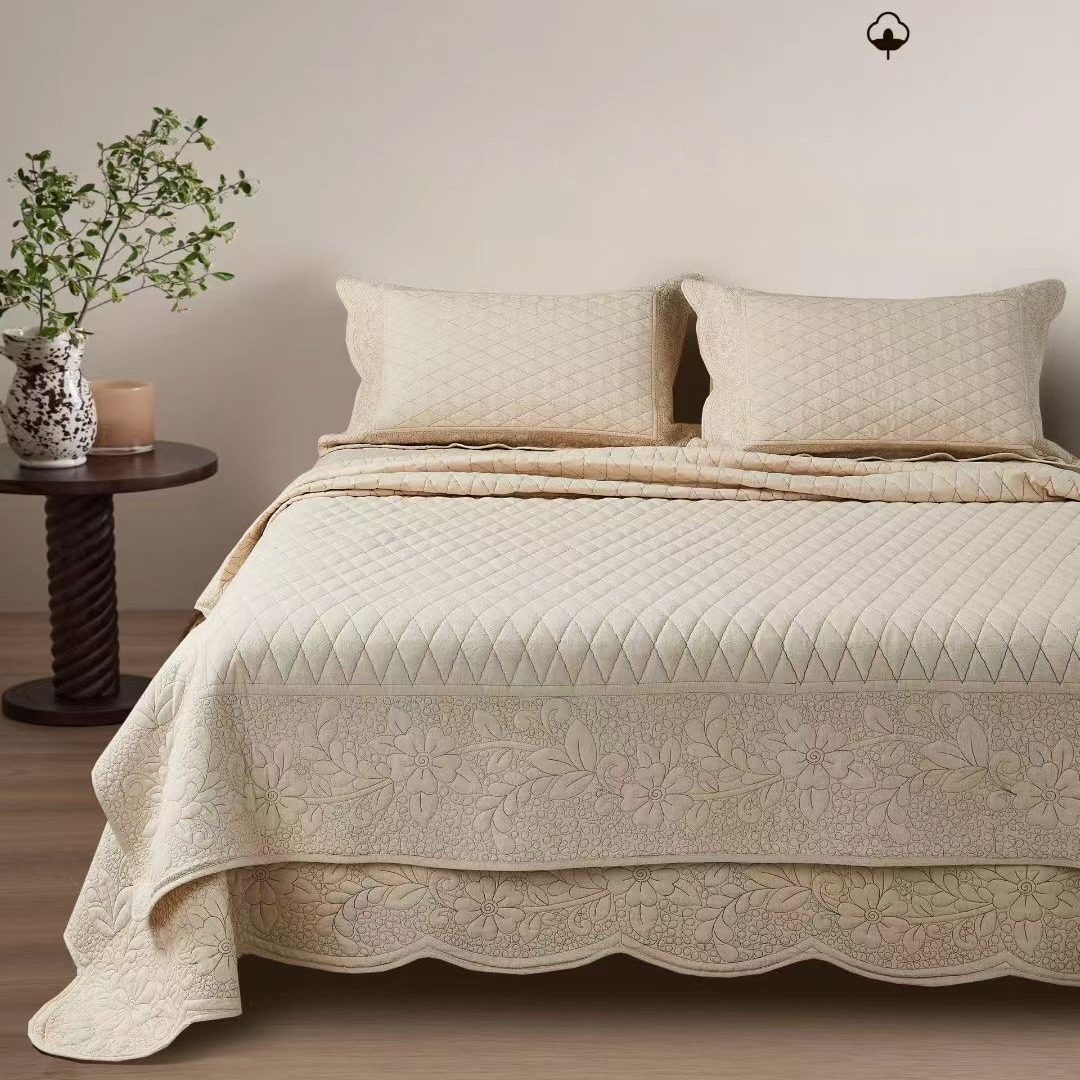 原麻色高档纯棉双面棉麻床盖三件套四件套四季通用床单透气好柔软,床上用品,床盖,淘宝优惠券,粉丝福利购,淘宝优惠卷