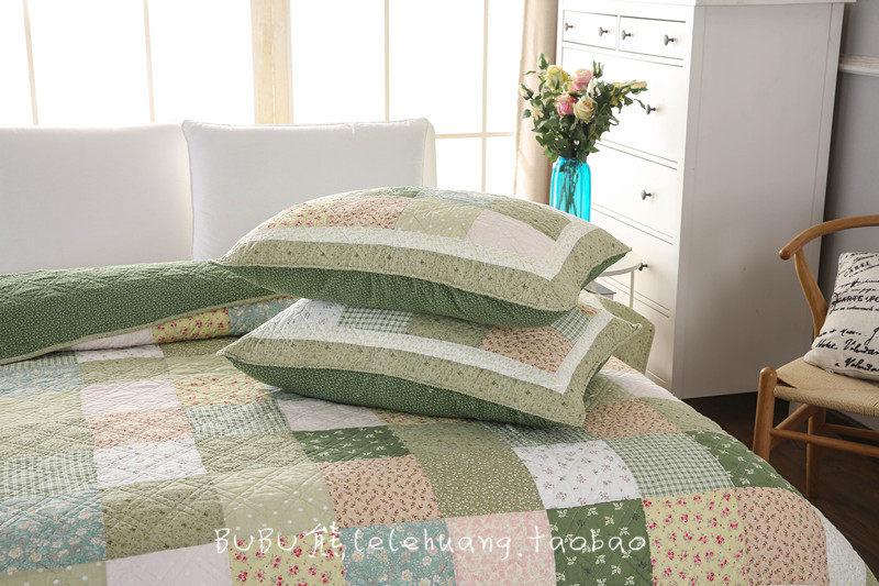 特全棉拼枕套韩惠式布田园风人人不单含芯绗缝夹棉碎双花头枕套