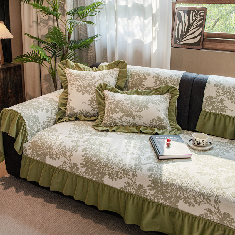 复古木耳边四季通用雪尼尔沙发垫坐垫全包万能全盖沙发套巾罩,居家布艺,沙发垫,淘宝优惠券,粉丝福利购,淘宝优惠卷