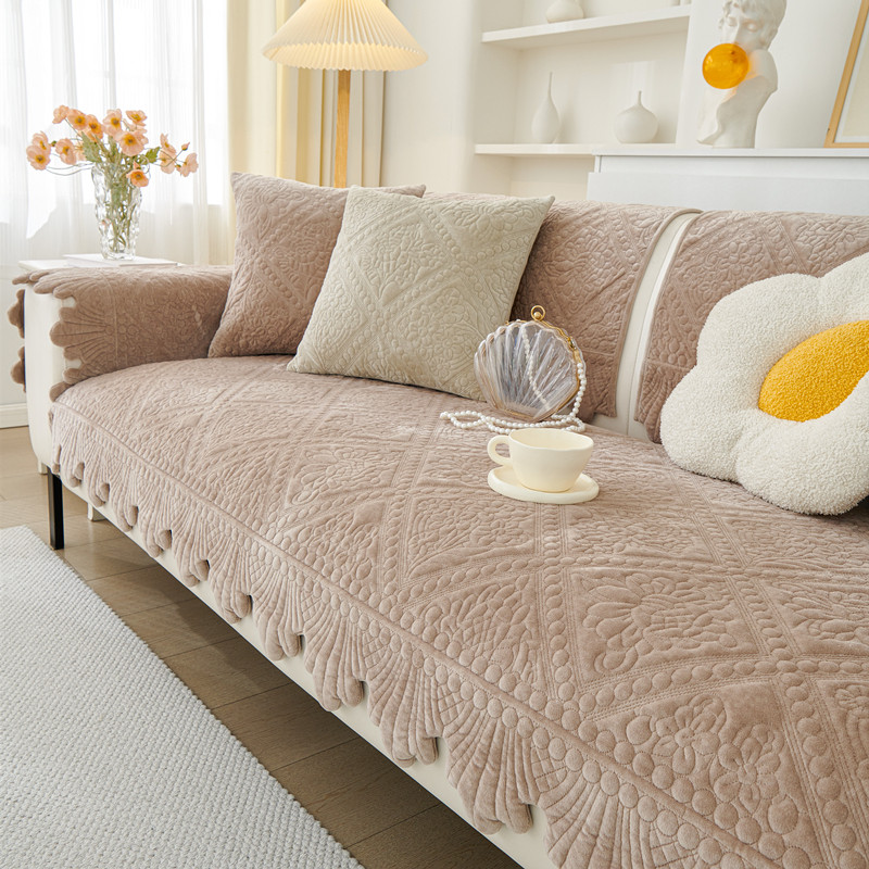 秋冬新品高档短毛绒刺绣加厚防滑客厅沙发垫子座垫机洗沙发套罩巾,居家布艺,沙发垫,淘宝优惠券,粉丝福利购,淘宝优惠卷