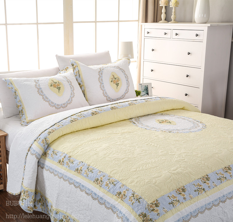 纯棉双面可以机洗加厚绗缝床盖