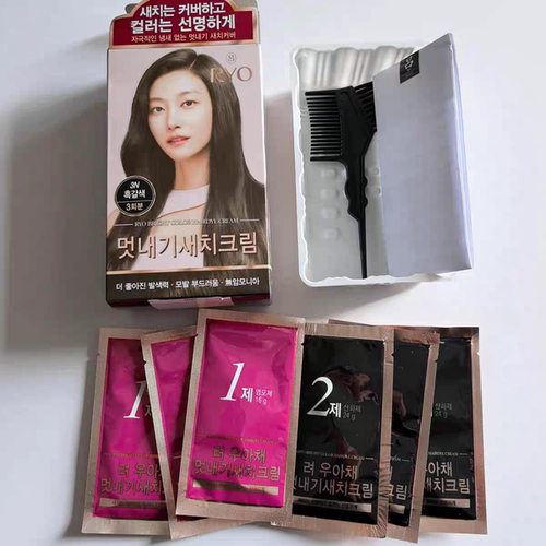 韩国原装吕染发剂 人参精华植物纯染发膏 3对袋包装