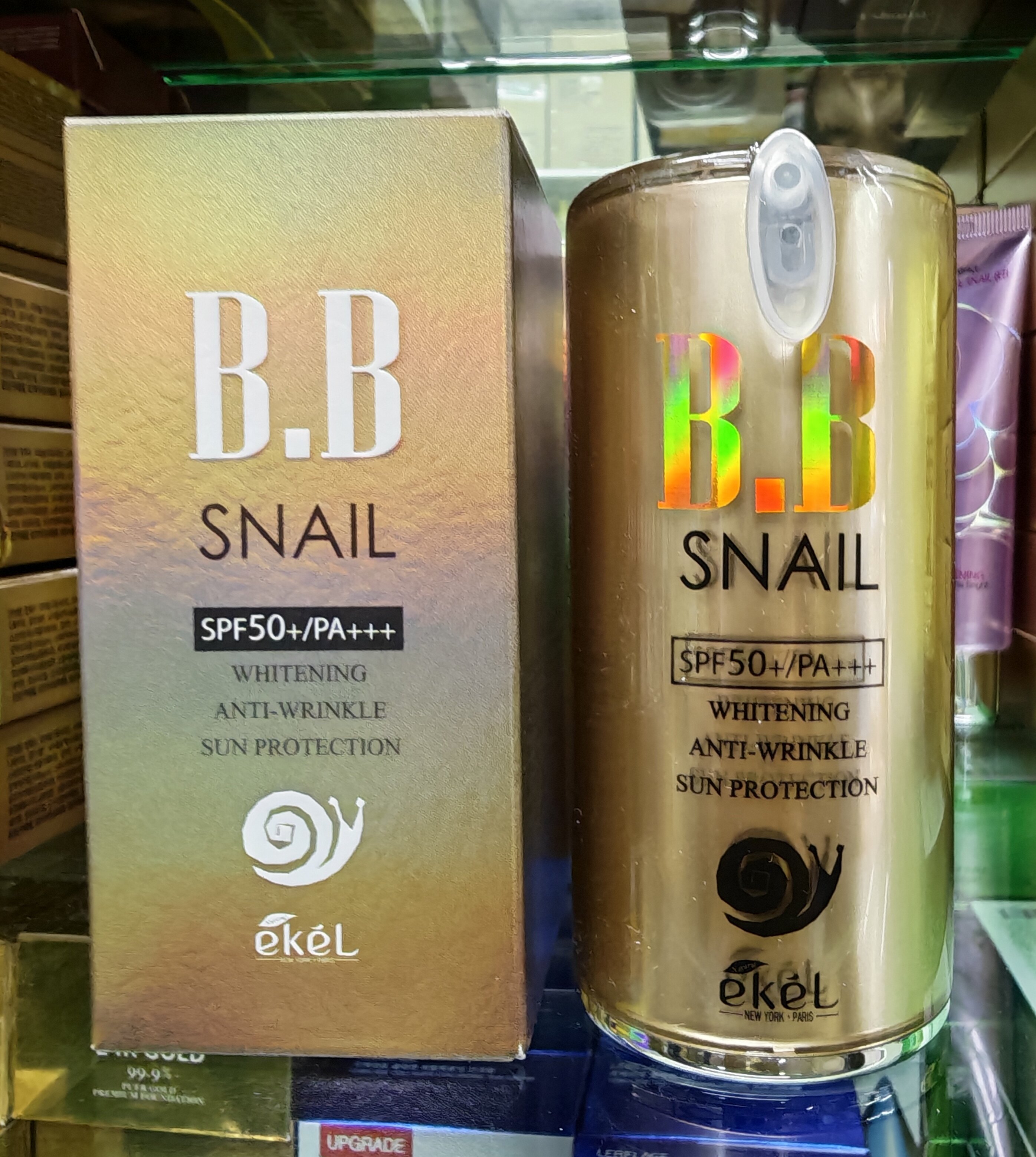 韩国原装ekel伊凯尔蜗牛BB霜50ml媄白遮瑕