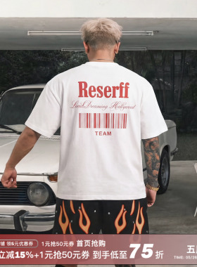 RESERFF CODE 限定主题印花短袖美式纯棉重磅宽松夏季高街情侣T恤
