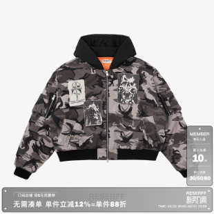 水洗复古贴布做旧迷彩棉服外套 地狱十字 RESERFF 25SS