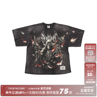 RESERFF 星光法师 立体闪钻复古手绘VINTAGE 廓形短袖T恤美式街头
