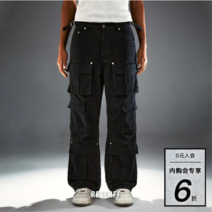 长裤 RESERFF 复古做旧阔腿微喇金属工装 立体剪裁多口袋美式 RIVET