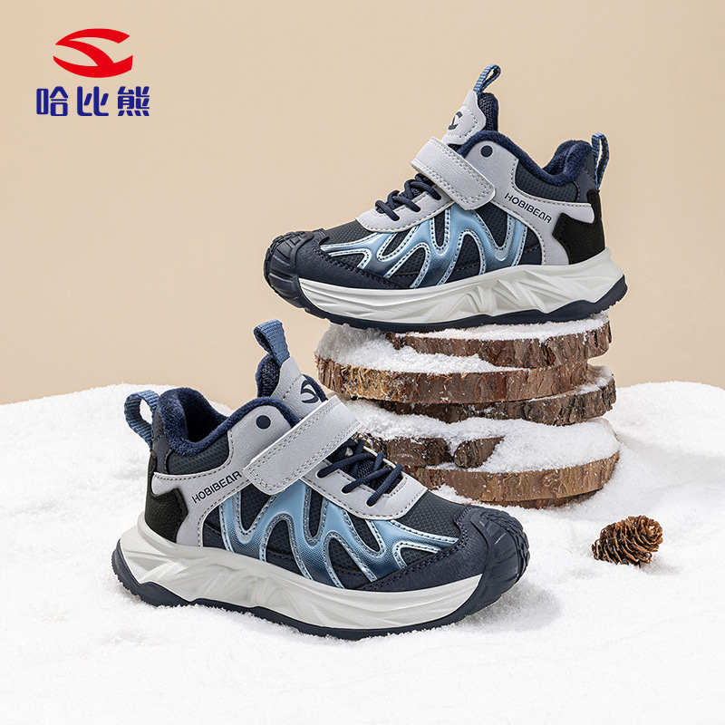 男童加绒运动鞋女童保暖二棉鞋子