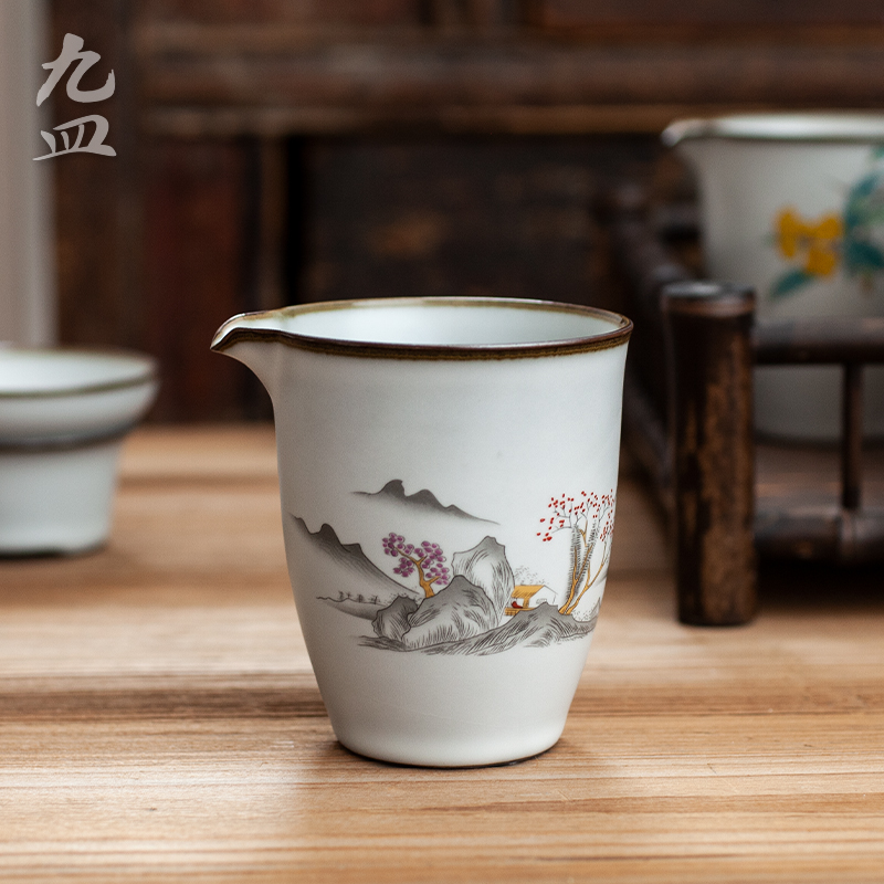 九皿铁胎汝窑公道杯复古茶海分茶器家用可养功夫茶具公杯茶漏套装