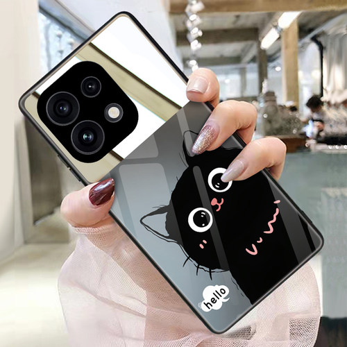 黑猫白猫适用opporeno16手机壳15玻璃12带镜子13镜面reno14pro来图订制reno9定做个性reno8照片保护套6