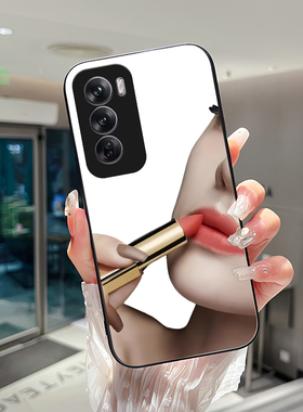 适用opporeno12pro手机壳玻璃全镜子玻璃12pro补妆镜化妆镜女个性创意网红简约