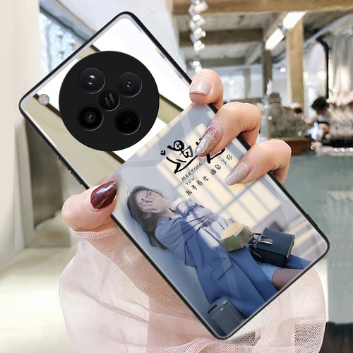 遇见适用oppofindx8手机壳玻璃带镜子镜面findx7pro补妆镜x6化妆镜新款女个性创意遇见小众定制照片保护套