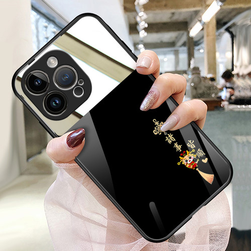 诸事皆顺iPhone16苹果17promax小米15华为mate80玻璃nova15适用vivox200镜子荣耀400潮s50女生14手机壳补妆镜