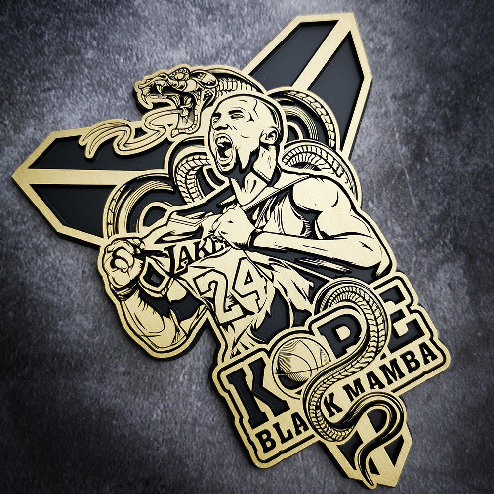 科比黑曼巴纪念铜标金属标车贴车标车窗车尾侧窗立体车贴装饰贴