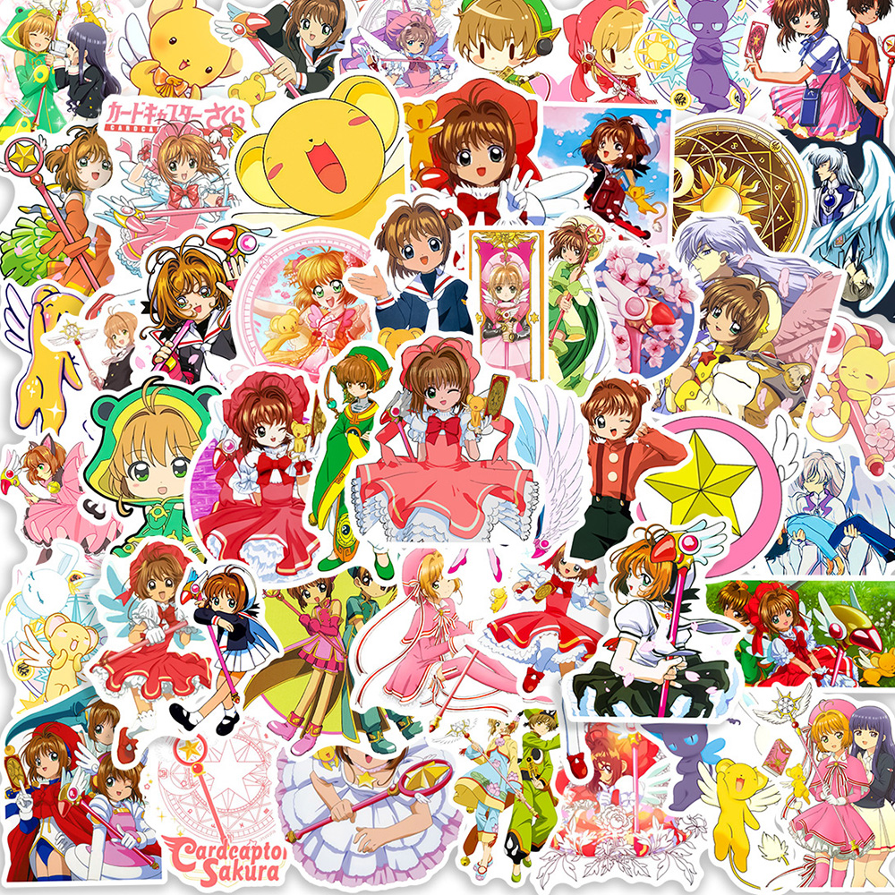 100张日漫百变小樱贴纸魔法少女木之本樱桃矢月库洛牌装饰防水