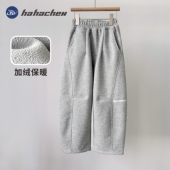 子秋冬2025新款 儿童运动卫裤 中大童厚款 哈哈辰男童加绒裤 束脚长裤