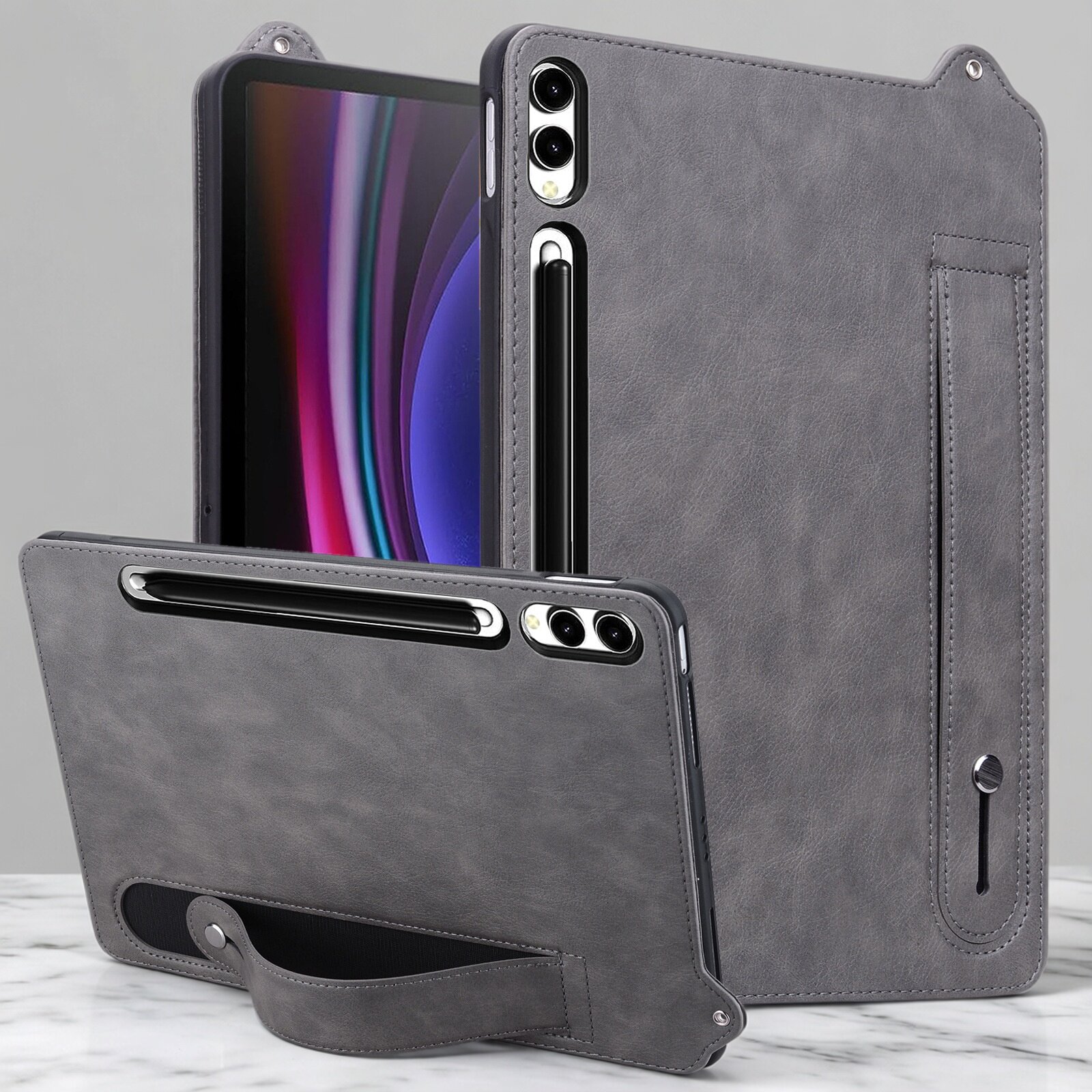 无磁适用于三星Tab A9+保护套GalaxyS11平板电脑壳S10FE新款S9Ultra手托支架tabs8+全包S7硅胶S6Lite防摔皮套