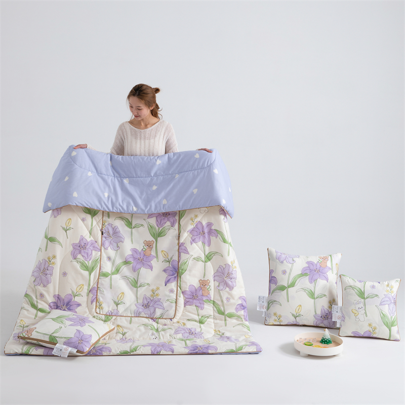 四季A类全棉印花抗菌两用抱枕被