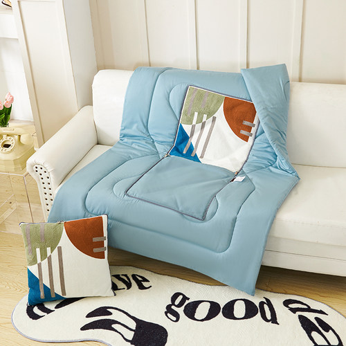 全棉毛巾绣两用抱枕被可机洗