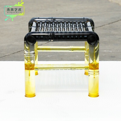 坐凳阳台创意别墅编织围炉小竹休闲藤椅客厅亚克力喝茶J735凳子