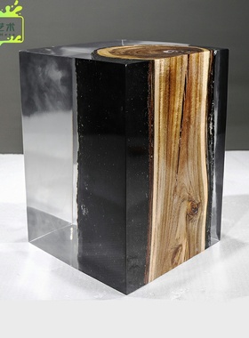 木墩子透明树脂雕塑摆件现代家居客厅装饰品酒店大堂凳子装置摆设
