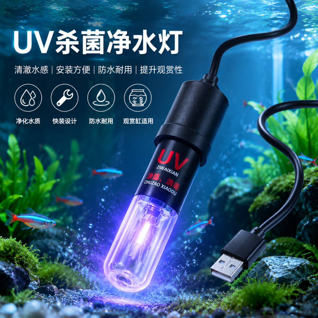 鱼缸USB迷你UV杀菌灯除藻消毒