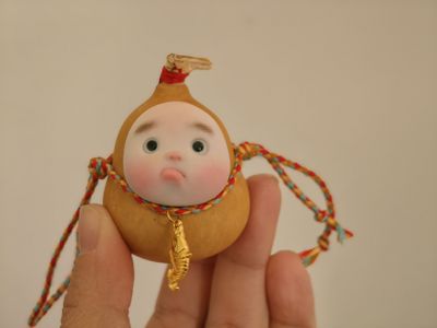 自制手工葫芦娃娃非豆豆眼撅嘴娃车挂包挂个性桌面摆件车内摆件