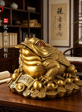 纯黄铜三足金蟾聚财摆件开业礼