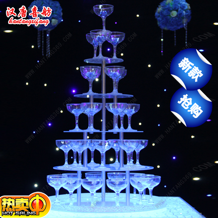 包邮新款婚庆道具五层香槟塔架子婚礼亚克力香槟杯开业庆典香槟塔