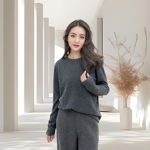 奢柜高端款法式圆领鄂er多斯baby山羊绒打底衫巨舒服上衣老客户入