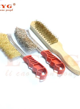 LCYG钢丝刷不锈钢丝刀刷黄钢丝刀刷木柄刷除锈刷刀型刷烧烤清洁刷