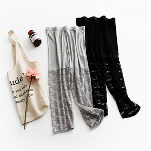 加肥加大高腰防走光宽松胖mm夏季 200斤莫代尔7分裤 蕾丝打底短裤