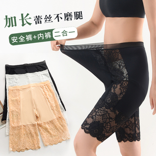 200斤大码安全裤蕾丝边高腰防走光镂空免穿内裤二合一打底裤胖mm