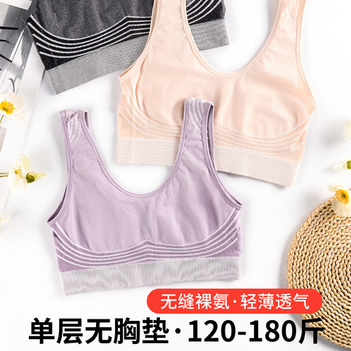 大码超薄文胸无海绵无胸垫单层中老年妈妈奶奶小背心短款内衣夏季