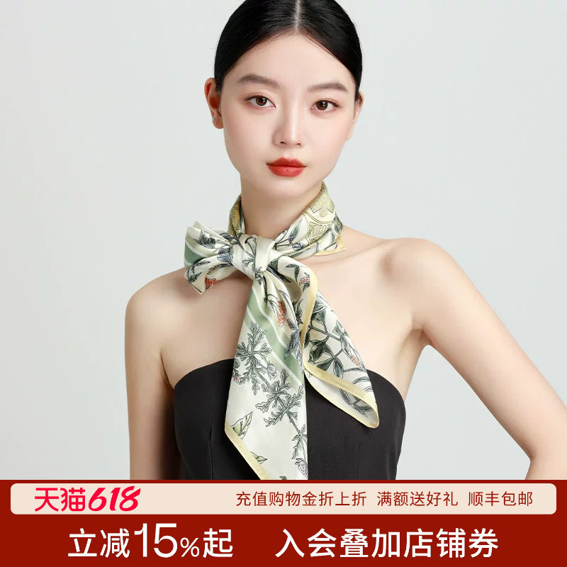 丝界100%桑蚕丝方巾印花女士披肩高级感丝巾2026新款高端丝绸围巾