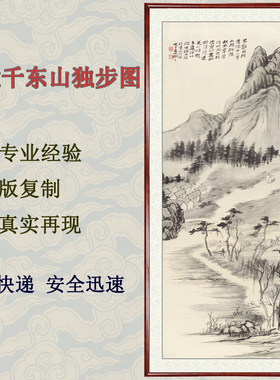 国画新中式装饰画客厅挂画山水画字画真迹作品仿张大千东山独步图