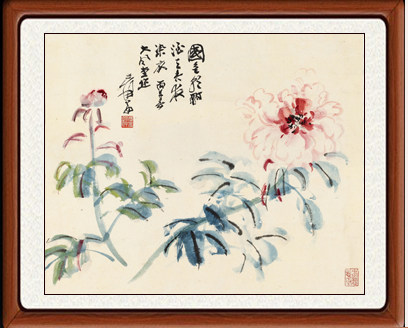 国画山水画作品高清装饰画荷花卧室客厅张大千国色天香牡丹赠装裱