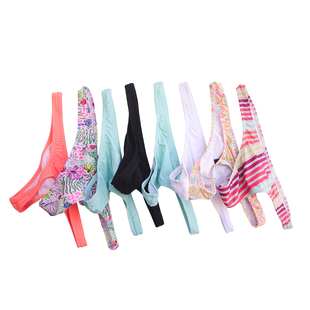 超性感丁字泳裤女高弹低腰欧美走秀三角裤比基尼单条游水泳裤黑色