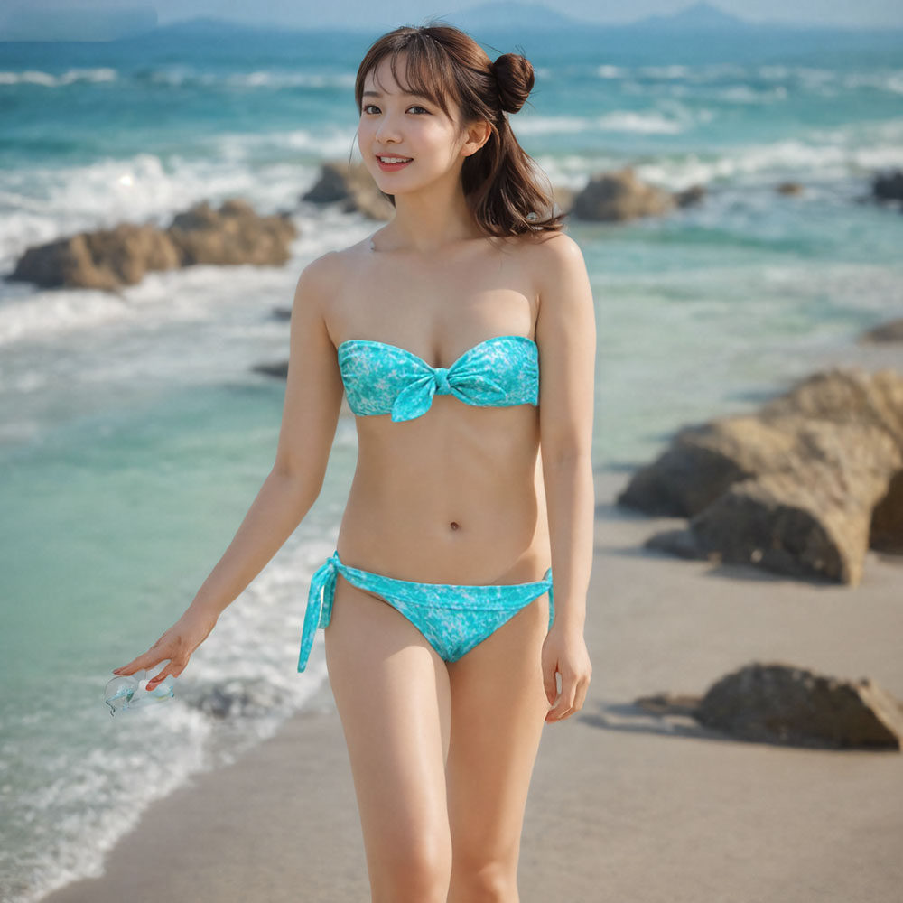 新款欧美女比基尼裹胸泳衣游泳聚拢性感泳装小胸弹性绑带大胸显瘦
